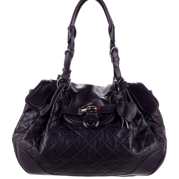 Moschino Handbags - Moschino Purple Leather Tote Bag